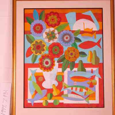 Floating Blossoms in White Vase