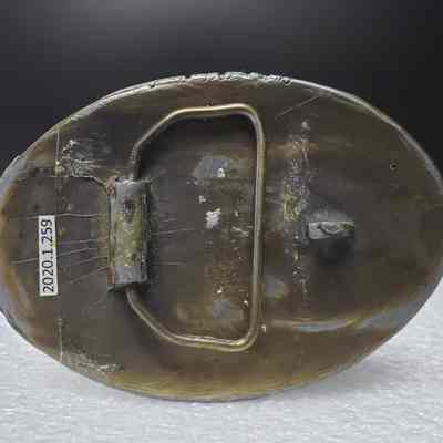 [Belt Buckle] CANMAR, Maple Leaf, Antique-Brass/Silver - Back: View of the back.