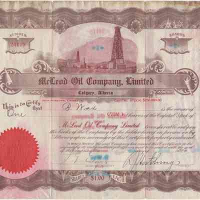 [Share Certificate] McLeod Oil Company Limited, 1 Share, 4 June, 1926