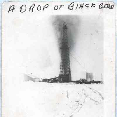 [Photo] "A Drop of Black Gold", Leduc Oilwell Coming In, Small, BW, c.1947