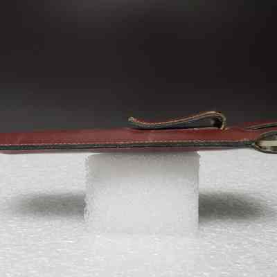 [Slide Rule] Pritchard Canadian Ltd., A. Kowalchuk, Brown Leather - Side Case: Side view of case with slide rule inside