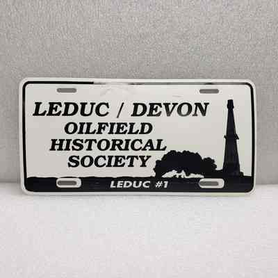[License Plate] Leduc / Devon Oilfield Historical Society, Plastic White Black