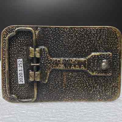 [Belt Buckle] Canadian Western Natural Gas, Wood Antique-Bronze - Back: View of the back.