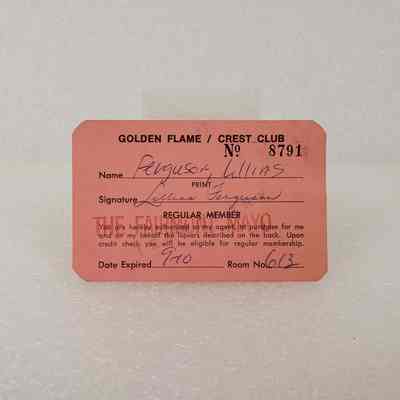 [Membership Card] Golden Flame / Crest Club, No. 8791, Lillias Ferguson, Association of Desk and Derrick Clubs, Tulsa Oklahoma, September, 1972