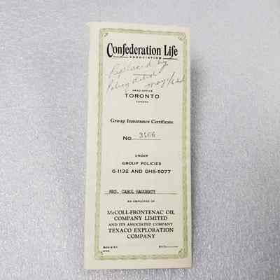 [Legal Doc] Group Insurance Certificate, Confederation Life, 1955