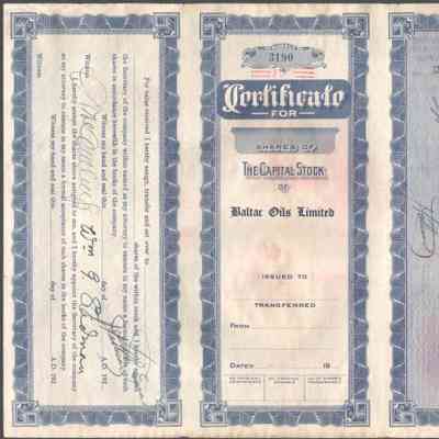 Scan of Share Certificate, Reverse