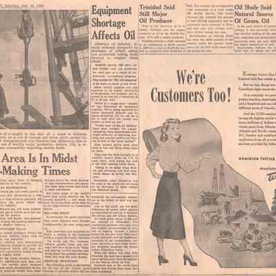 Page 2, Top-Half, "Edmonton Area Is In Midst of History-Making Times" and "Equipment Shortage Affects Oil"