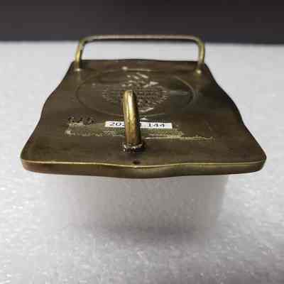 [Belt Buckle] Amoco Canada - Dome Petroleum Merger, 1988, Bronze - Hook: View of hook.