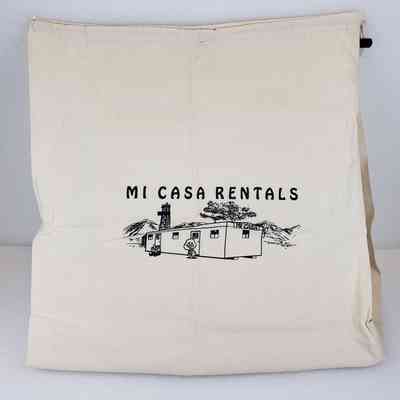[Tote] Mi Casa Rentals, Canvas, Drawstring, Side Strap, Black Print
