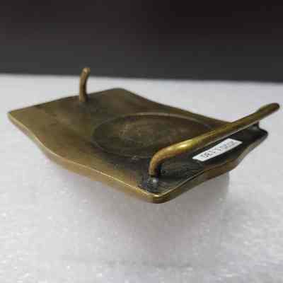 [Belt Buckle] Alberta Gold Well Services, Bronze - Hinge: Angled view of hinge.