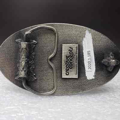 [Belt Buckle] Beaver Drilling, Antique-Silver - Back: View of the back.