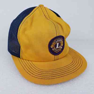 [Cap] Lions, Embroidered Patch, Padded Crown Yellow, Mesh Body Navy [Devil's Dust]