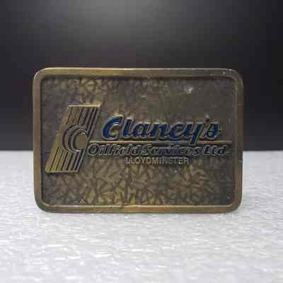 [Belt Buckle] Clancy's Oilfield Services Ltd., Antique-Bronze, Navy Blue