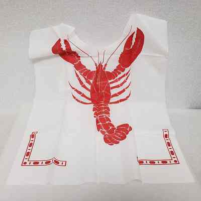 [Bib] Red Lobster Design Disposable Cover, Plastic White Red