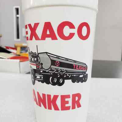 [Cup] Texaco Tanker Plastic, White Red Black - Side A, View 2: Side A, View 2