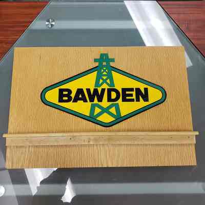 [Signage] Bawden, w Shelf, Wood Green Yellow Black