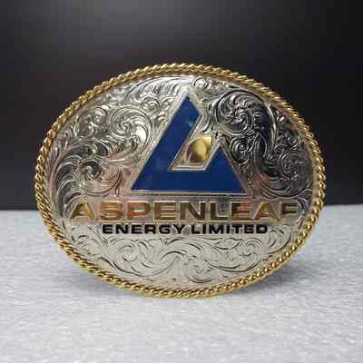 [Belt Buckle] Aspenleaf Energy Ltd., Silver Gold Blue