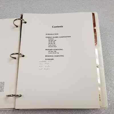 [Manual] Primary and Remedial Cementing, Exxon, White Binder w/ Cementing Tiger, c.1960s-70s - Contents: View of the contents page