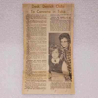 [Clipping] "Desk, Derrick Clubs To Convene in Tulsa", c.1972