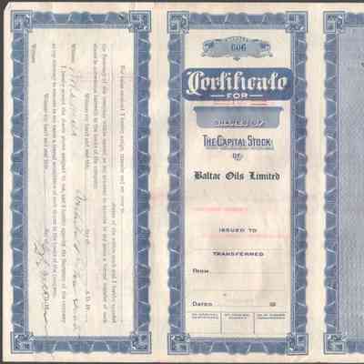 Scan of Share Certificate, Reverse