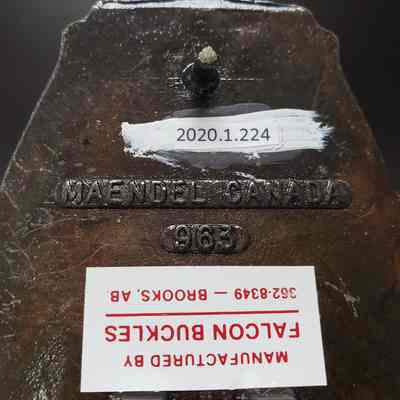[Belt Buckle] Bouchard Electric, Black Gold Antique-Bronze - Maker's Mark: Close-up view of the maker's mark on the back.