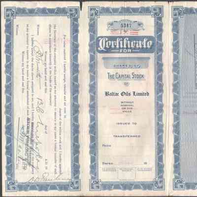 Scan of Share Certificate, Reverse