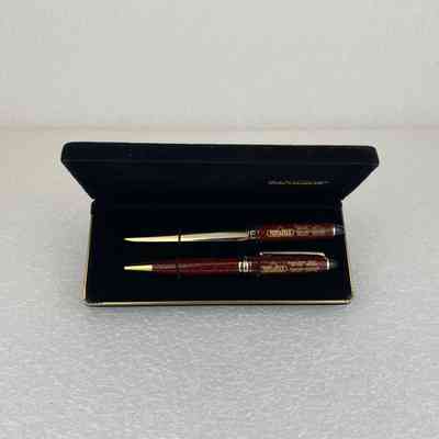 [Stationary Set] Bankers, Pentastar, Pen and Letter Opener Set, Velvet Case, Red Black Gold