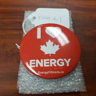 [Button] "I <3 [LEAF] Energy", EnergyCitizen.ca, Pinback, Red White
