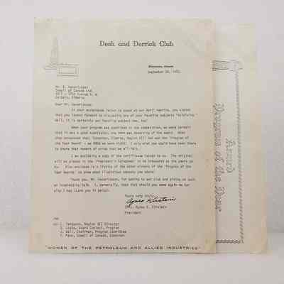 [Correspondence] 'Program of the Year' Award Letter and Certificate Photocopy, Association of Desk and Derrick Clubs, Tulsa Oklahoma, 20 September, 1972