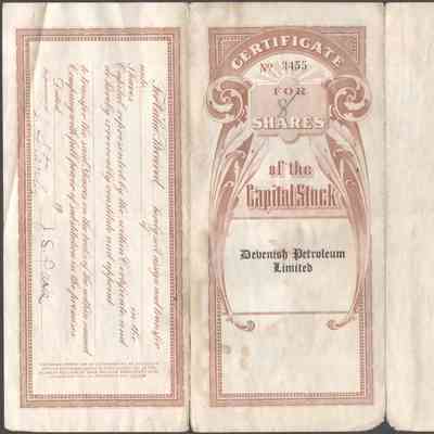 Scan of Share Certificate, Reverse