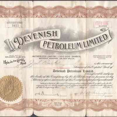 [Share Certificate] Devenish Petroleum Limited, 8 Shares, 26 November, 1926