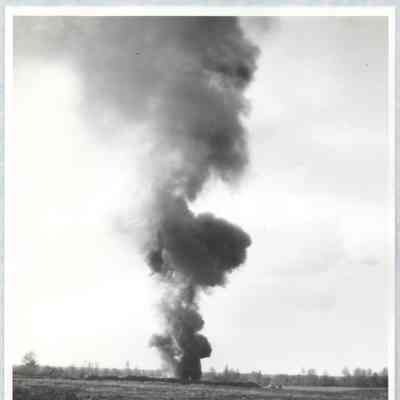 [Photo] Burning Flare Pit, Medium, BW, c.1940-1950s