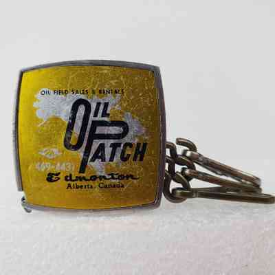 [Tape Measure] Oil Patch, Oil Field Sales & Rentals, Edmonton Alberta, Mini, Metal Silver Yellow Gold