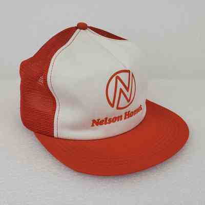 [Cap] Nelson Homes, Printed, Padded Denim Crown White, Mesh Body Orange-Red [Light Devil's Dust]