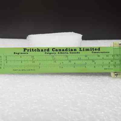 [Slide Ruler] Pritchard Canadian Ltd., A. Kowalchuk, Black Leather - Front Slide Rule: Front view of slide rule