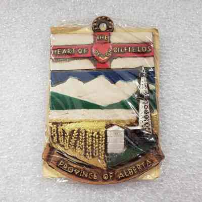 [Plaque] "Heart of Devon Oilfields", Wood Red White Blue Green Gold