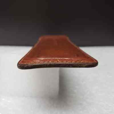 [Slide Rule] Union Carbide Chemicals and Plastics, White Plastic, Brown Leather - End Case: View of end of case