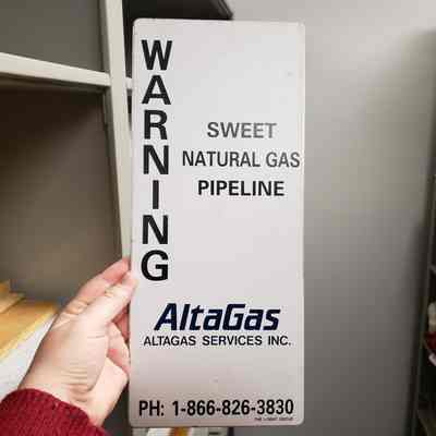 [Signage] AltaGas Services Inc., "Warning Sweet Natural Gas Pipeline", Metal B/W