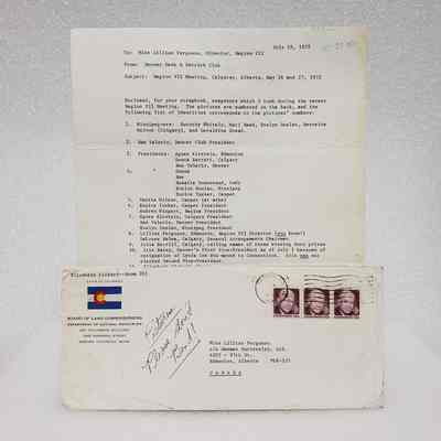 [Correspondence] Lillias Ferguson from Denver Desk and Derrick Club, w/ Envelope, Region VII Meeting Calgary, 19 July, 1972