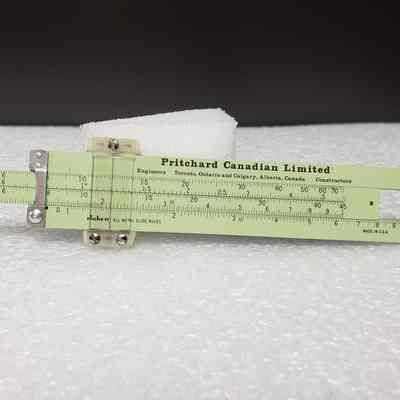 [Slide Rule] Pritchard Canadian Ltd., A. Kowalchuk, Brown Leather - Front Slide Rule, Extended Front: Front view of slide rule, extended
