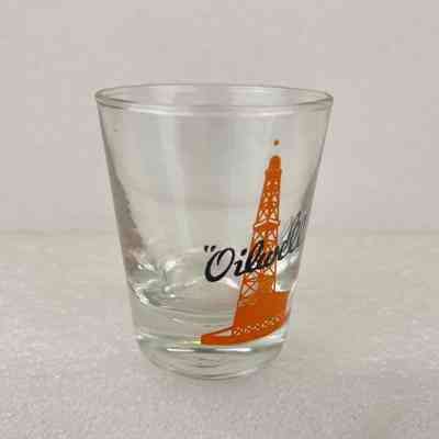 [Shot Glass] Oilwell USS, Clear Glass, Orange Black