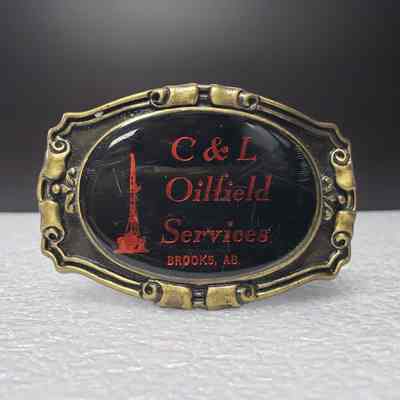 [Belt Buckle] C&L Oilfield Services, Antique-Bronze, Black Red