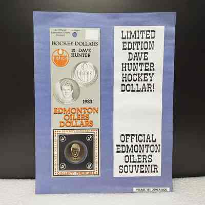 [Coin] 12 Dave Hunter/Edmonton Oilers, Hockey Dollars, 1983, In Packaging - Package Sheet: View of coin on sheet, as it was resold and then donated to CEM.