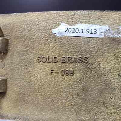 [Belt Buckle] Senior Oilman's, 1993, Brass Gold Black - Back, Close-Up: Close-up view of back with detail