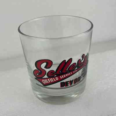 [Whisky Glass] Seller's Oilfield Service Ltd., Devon, Clear Glass, Red Black