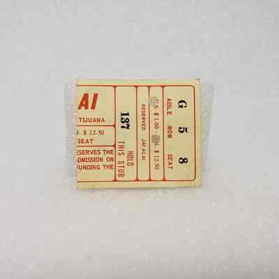 [Ticket] Stub, Jai Alai, Tejuana Mexico, Red Cream, c.1971