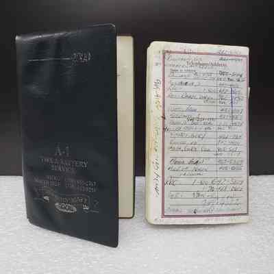[Pocket Diary] 2000, "A-1 Tire & Battery Service" - Cover w/Interior Back: View of cover with back of removed interior