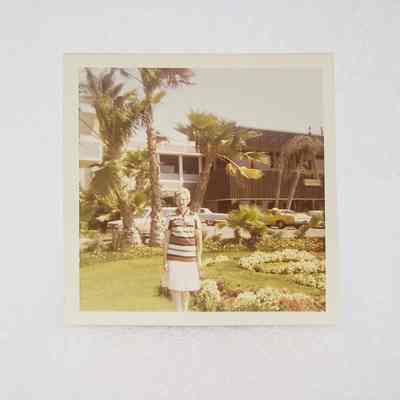 [Photo] Lady Standing in Front of Conference Building, Instant Film, Square, c.1971