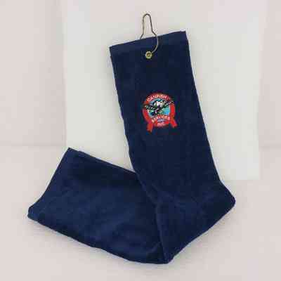 [Golf Towel] Canfish Service Inc., Folded, Terry Cloth Navy, Embroidered Red Blue Green Black