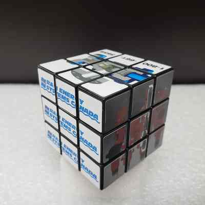 [Puzzle Cube] R&M Energy Systems Canada/T3 Energy Services, Plastic, Blue Red - Angled: Angled view of Sides A-C.